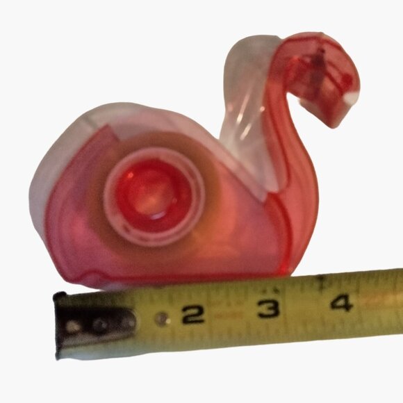 Pink Flamingo Refillable Tape Dispenser 4 x 4 inch Tropical Coastal Office New - Picture 3 of 3